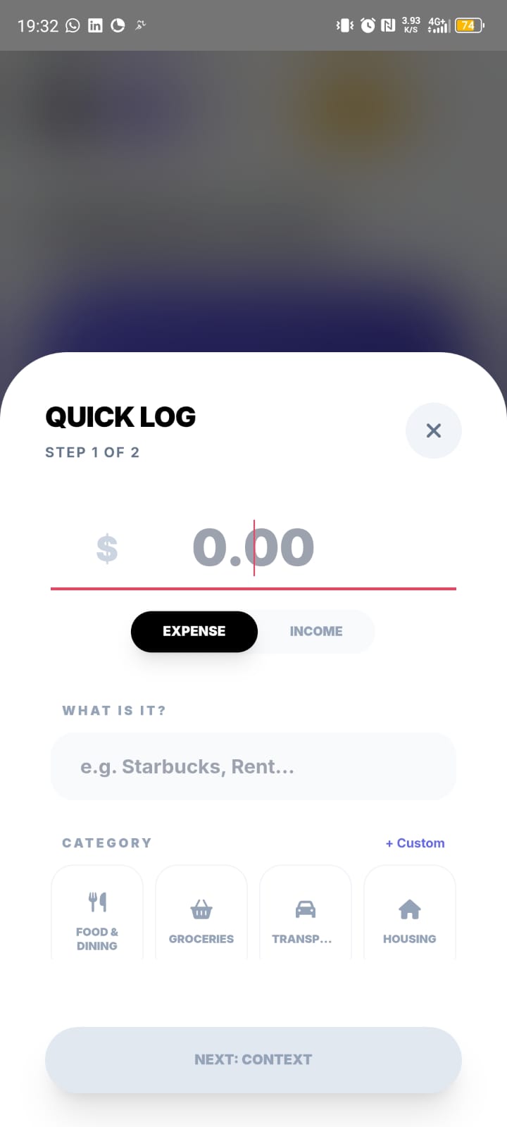 Vylor AI personal finance app dashboard showing net worth, spending breakdown charts, and recent transactions